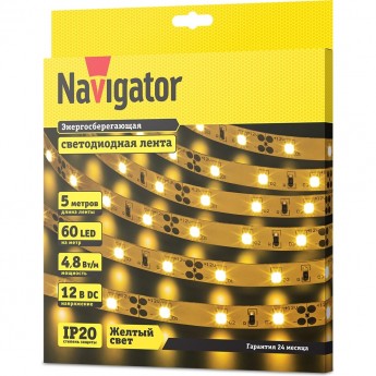 Светодиодная лента NAVIGATOR серии NLS-3528Y60-4.8-IP20-12V R5 Светодиодная лента NAVIGATOR серии NLS-3528Y60-4.8-IP20-12V R5