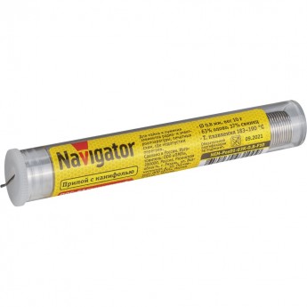 Припой с канифолью NAVIGATOR NEM-Pos01-63K-0.8-F10 (POS-63, KOLBA, 0.8 MM, 10 GR)